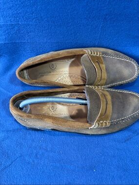 Martin Dingman Brown & Tan Leather Suede Penny‎ Loafers